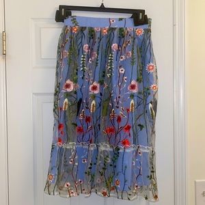 Tov midi tulle skirt floral embroidery